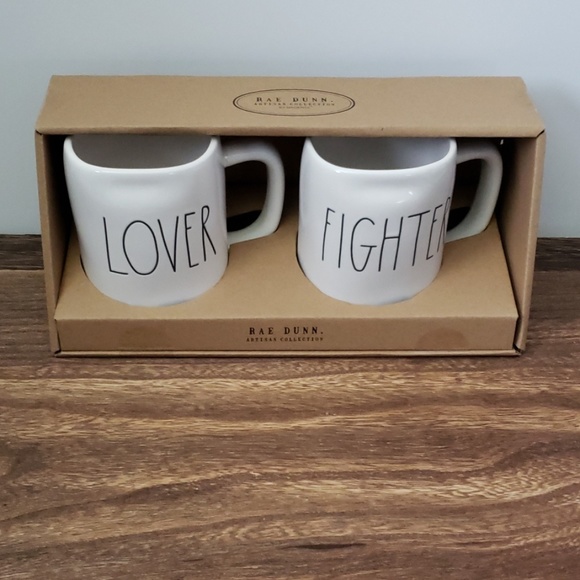 Rae Dunn - "LOVER, FIGHTER" Mug Gift Set